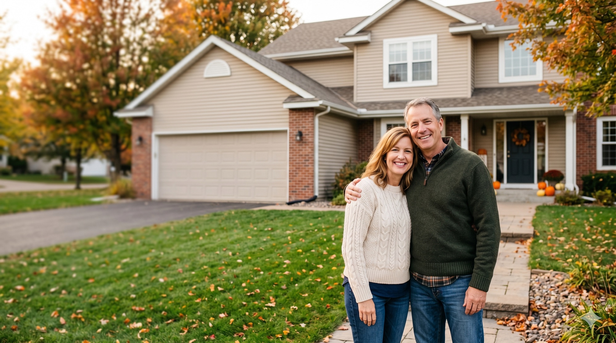 PLACEHOLDER — a Minnesota family standing in front of their home
